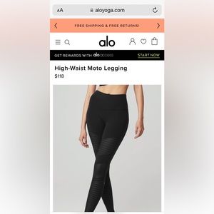 Alo Moto Leggings, never worn, women’s size M